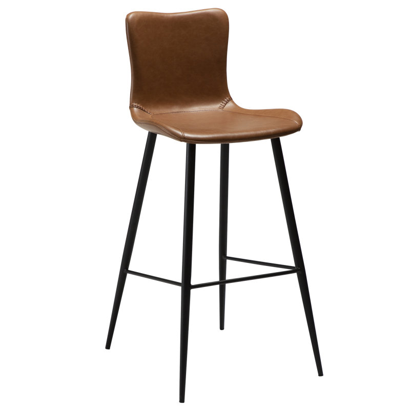 Medusa Upholstered Bar Stool with Iron Frame, Brown