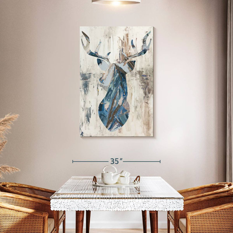 Blue Rhizome Deer Bust, H 45 po x l 30 po