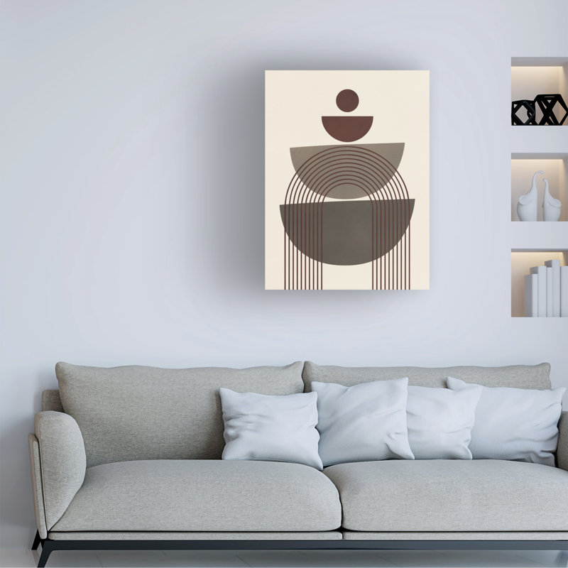 Art sur toile à forme géométrique, brun, petit doyen, H 14 po x l 19 po