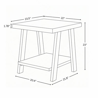 Contemporary Wood Shelf End Table, Yellow