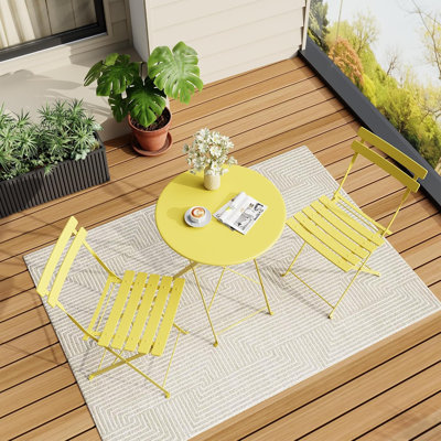 Ensemble bistro 3 pièces, ensemble de mobilier de patio pliant extérieur / intérieur, ensemble de table et chaises d'extérieur pliable peu encombrant