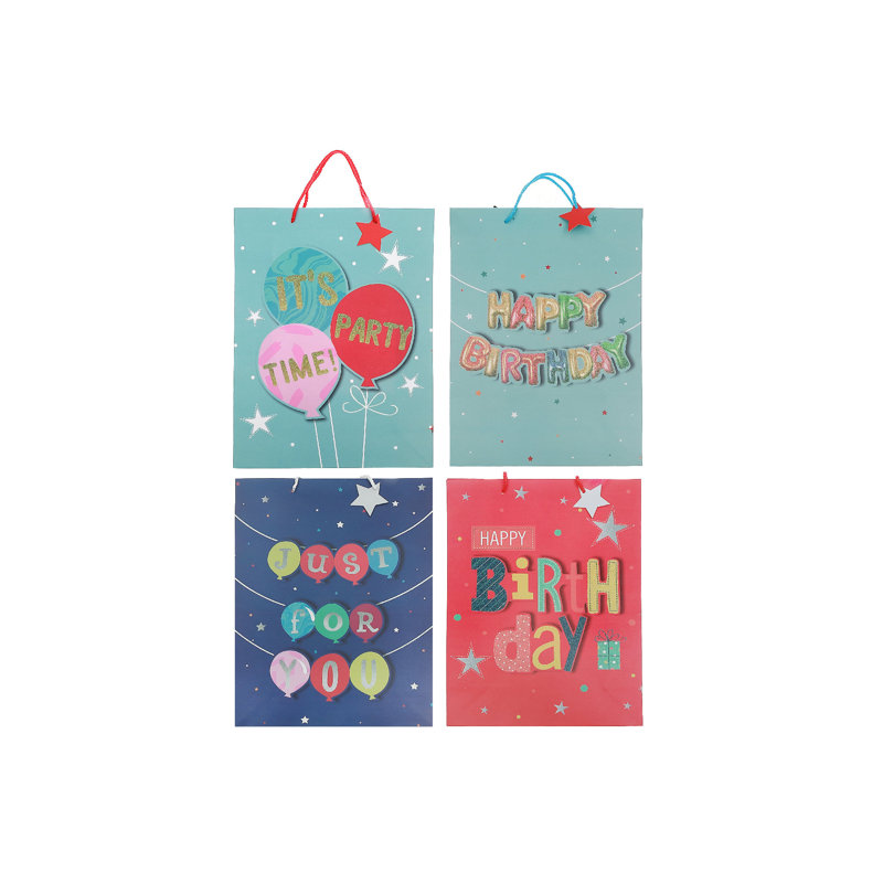 Ensemble de 12 sacs-cadeaux Happy Birthday
