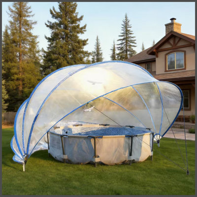 18-Foot Retractable Pool Cover, PVC Film Fiberglass Rod Pool Fence, Outdoor Swimming Pool Accessories