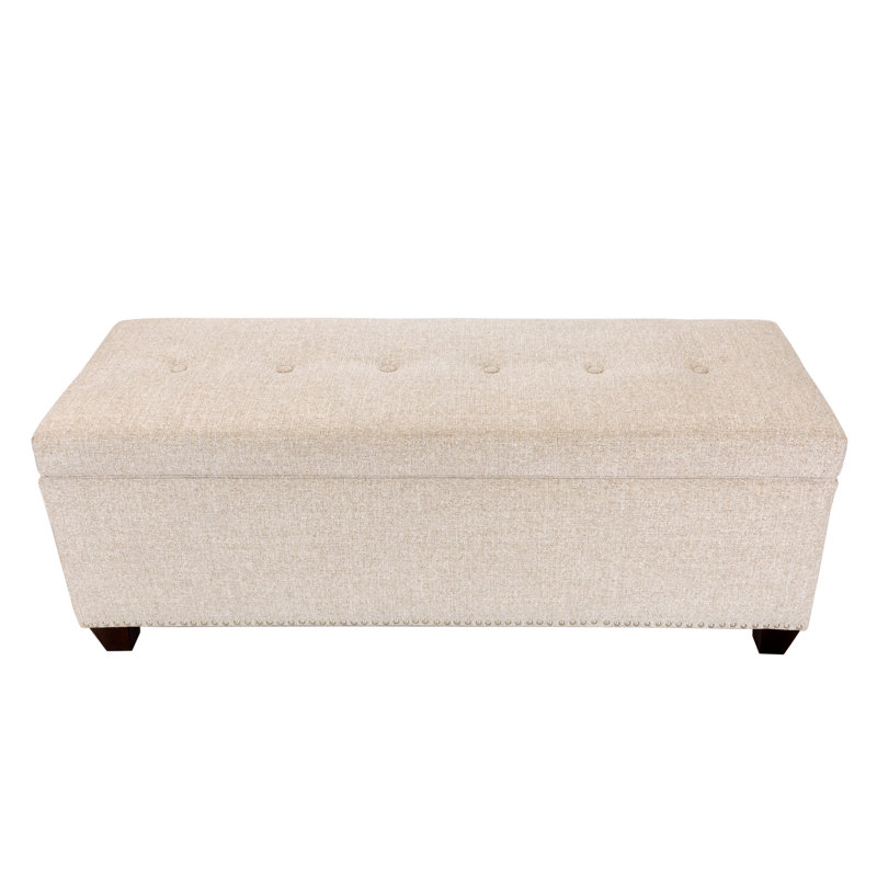 Sahil Polyester Blend Upholstered Storage Bench, Camel