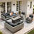 Daltry 11 Piece Outdoor Wicker Conversation Sets With Fire Pit Table and Coffee Table With built-in lights-71144900