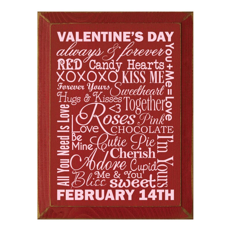 Valentine's Day Wordle Textual Art Plaque On Wood Textual Art