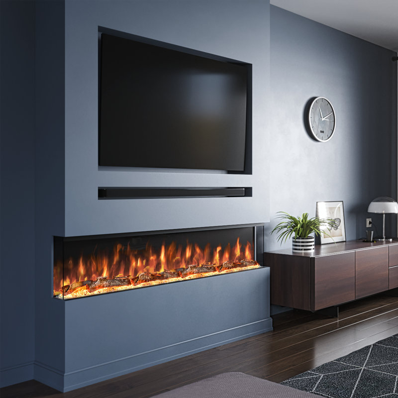 Spectrum Series 60-Inch 3-Sided Panoramic Electric Fireplace – TV Media Wall Compatible