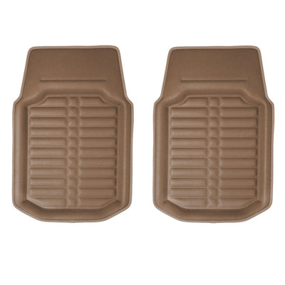 Deep Tray Non-Slip Faux Leather Floor Mats Full Set