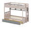 Lit superposé simple au-dessus d'un lit simple avec lumières DEL et tiroirs de rangement, cadre de lit superposé en bois peu encombrant avec tablette à 3 compartiments et garde-corps, lit maisonnette-128987852-128987853