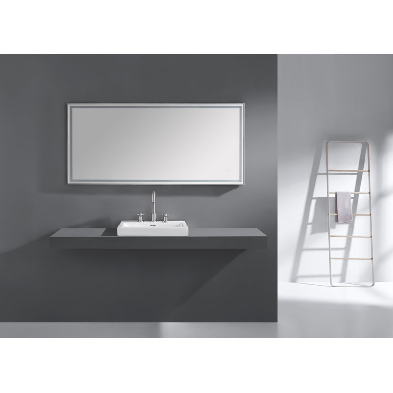 Miroir de salle de bain Monn, 27,5 po x 59,1 po, Blanc