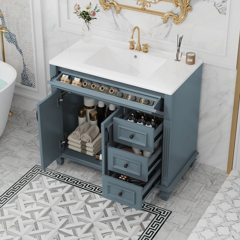 Meuble-lavabo élégant avec plusieurs options de rangement et design moderne