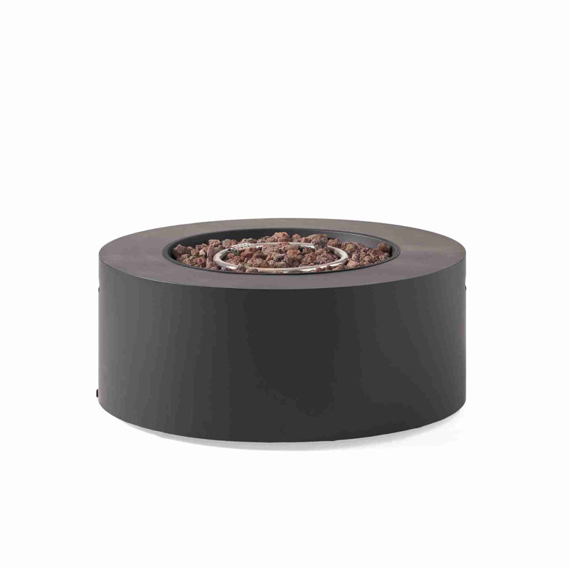 Patio 40,000 BTU Round Iron Propane Fire Pit, Dark Grey (Tank Cover not Included), Dark Gray