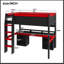 Lit mezzanine avec lumières DEL multicolores et bureau de jeu intégré-935161670