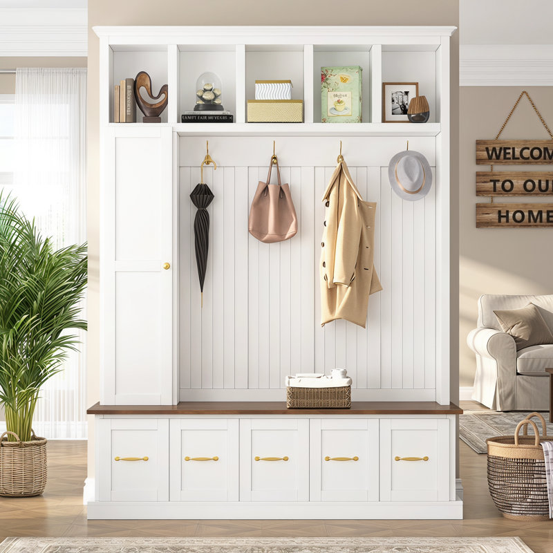 59.2 " Wide Hall Tree with Drawers and Shoe Storage