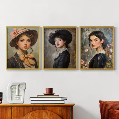 Série féminine LV - Ensemble de 3 estampes numériques - Prêt à accrocher