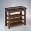 Banc à chaussures en bois réglable en hauteur avec rangement dissimulé et siège confortable en cuir PU, idéal pour les petits appartements