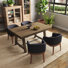Rustic Solid Wood Dining Table And Chairs Set, Upholstered Barrel Dining Chairs Set Of 4 /6 And Solid Wood Dining Table