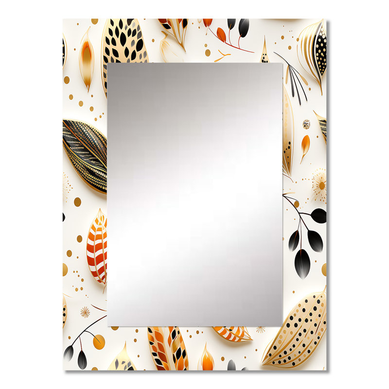Jokic Boho Chic Botanical Stone - boho  Large Wall Mirror, Boho Decorative Mirror, Printed Metal Art, 32" x 24"
