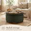 Repose-pieds de rangement rond multifonctionnel avec couvercle rabattable réversible, repose-pieds rembourré avec compartiment de rangement caché spacieux, pieds en bois robustes, siège supplémentaire double usage et table d'appoint