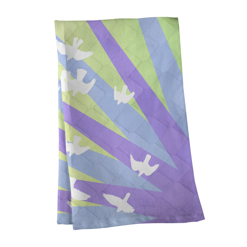 Tea Towel Kitchen Towel, Poly Twill, Aqua/Purple