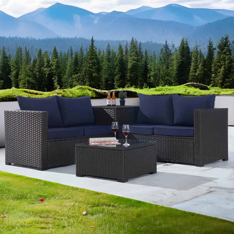Ensemble de conversation pour 4 personnes, Bleu marine
