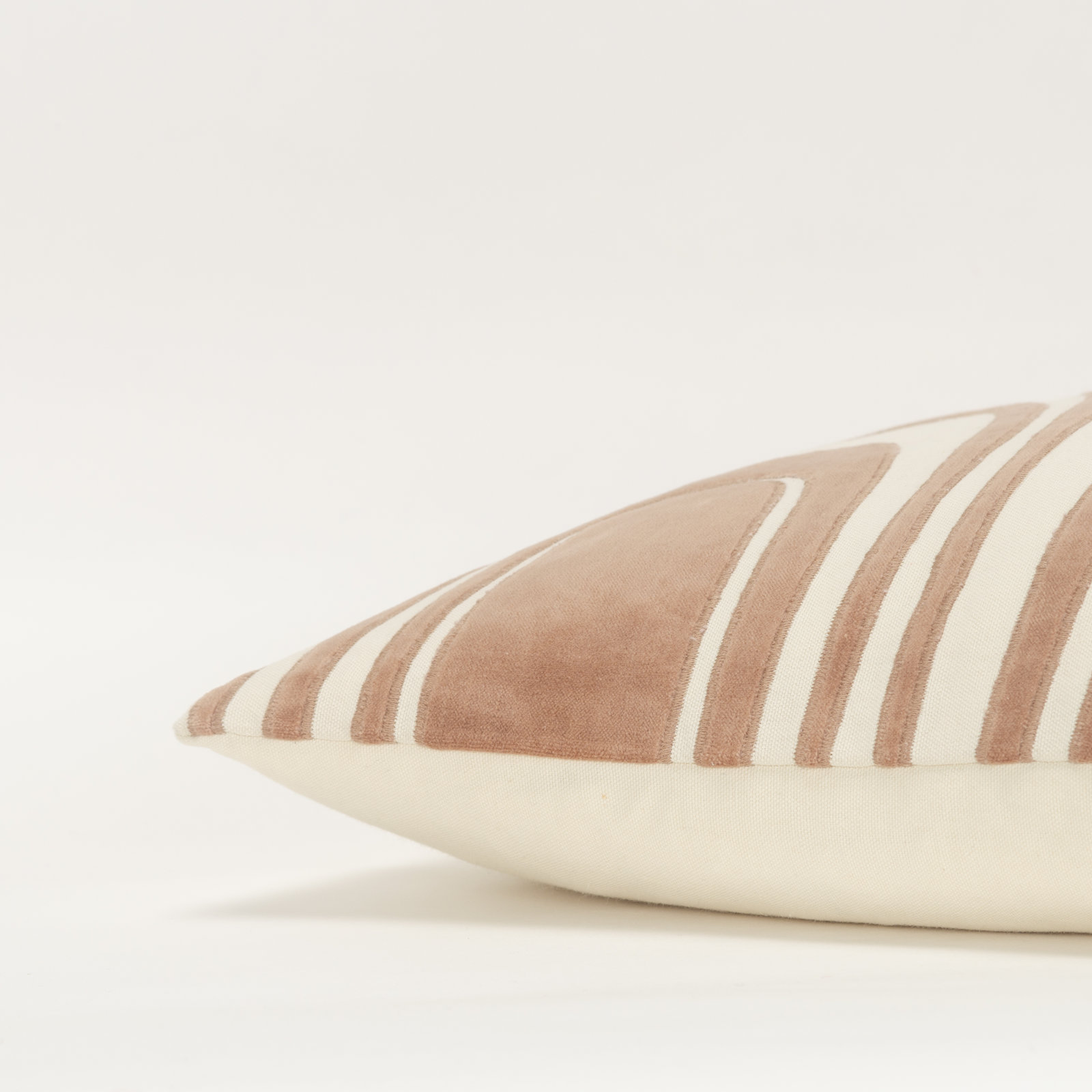 Hatton Embroidered Cotton Lumbar Throw Pillow, Light Brown/Beige