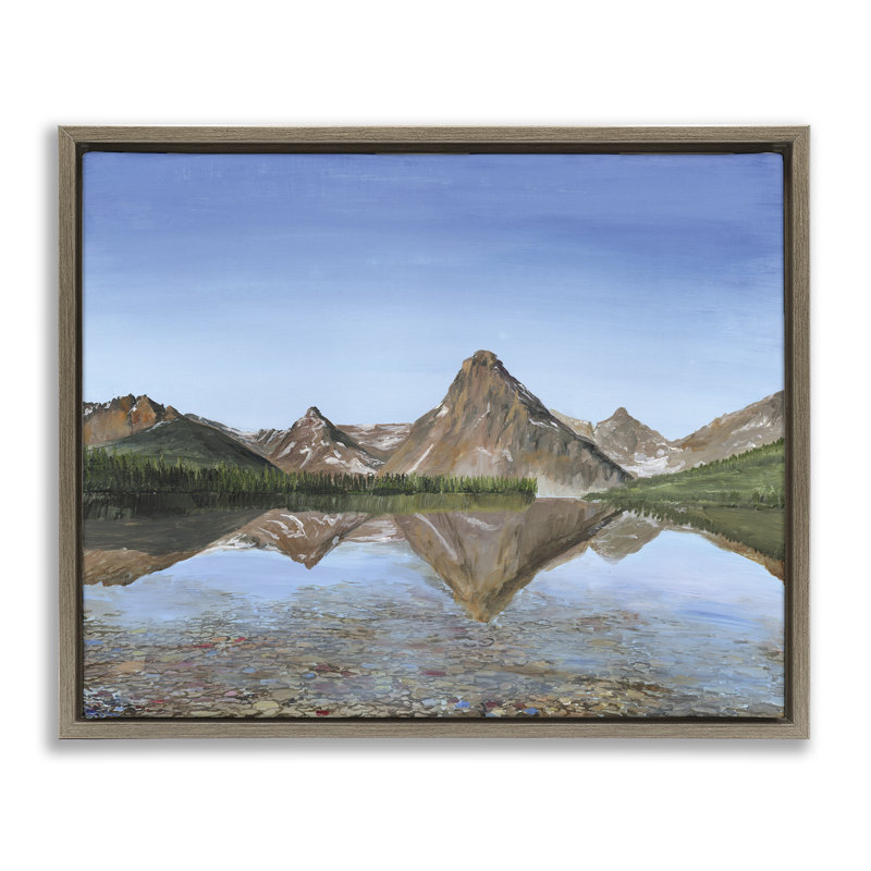 Cadre flottant Alpine Reflection Peaks, design par Georgie Harrison, Cadre flottant orme Montalcino, H 17 po x l 21 po