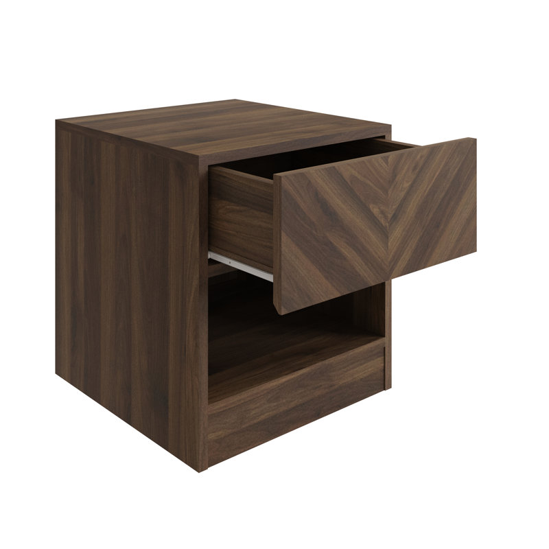 Motonori Block End Table, Dark Brown Wood