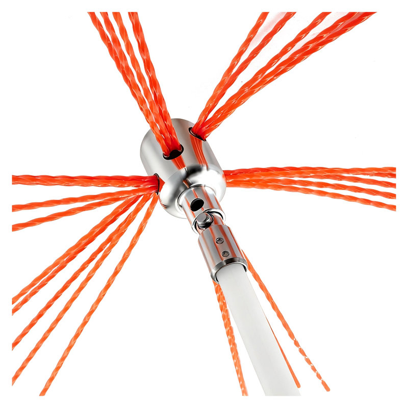 Ensemble de ramoneur extensible 39 pi avec tiges de nylon flexibles, ensemble de brosses de nettoyage de cheminée robustes pour conduits carrés et rectangulaires