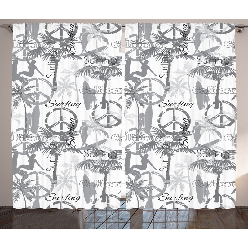 Surf Semi-Sheer Rod Pocket Curtain Panels, 54" x 84"