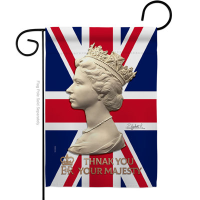 Drapeau de jardin «Thank You Your Majesty» à 2 côtés en polyester 18,5 x 13 po