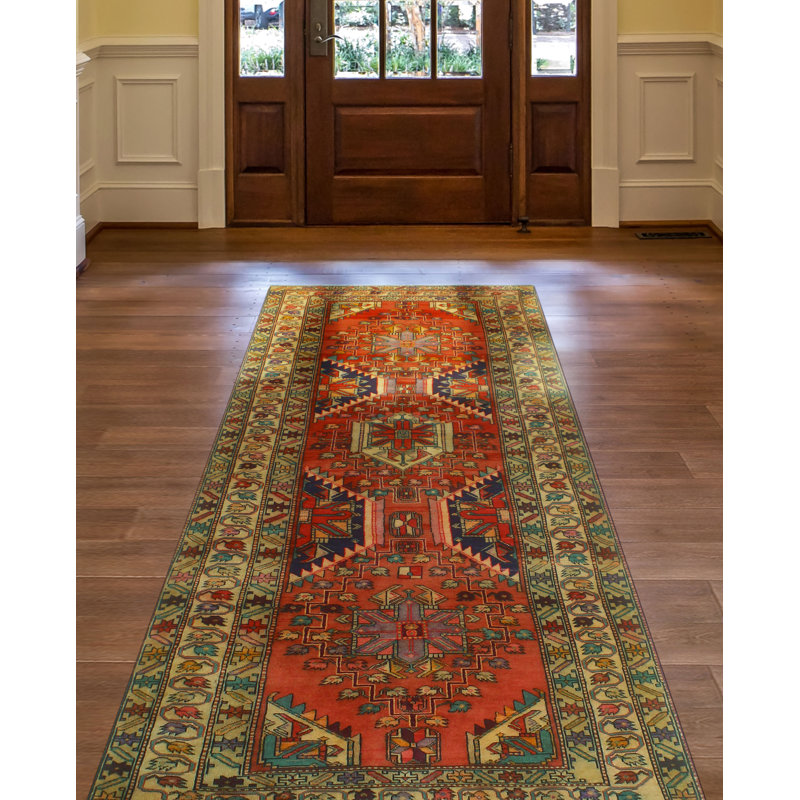 One-of-a-Kind 4'5" X 9'9" 1980s Runner Wool Area Rug in