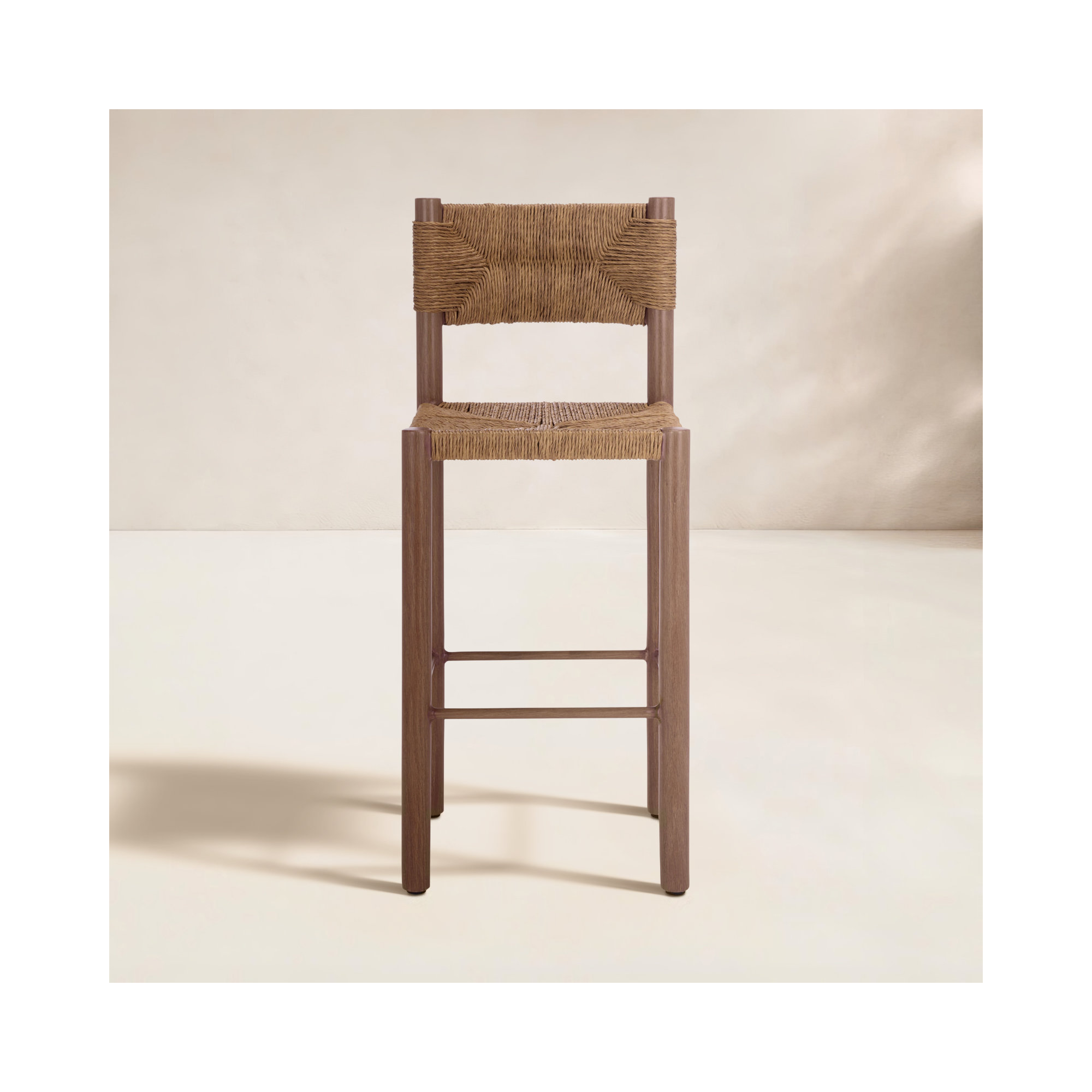 Indie Rattan Weaving Outdoor Barstool, Brown