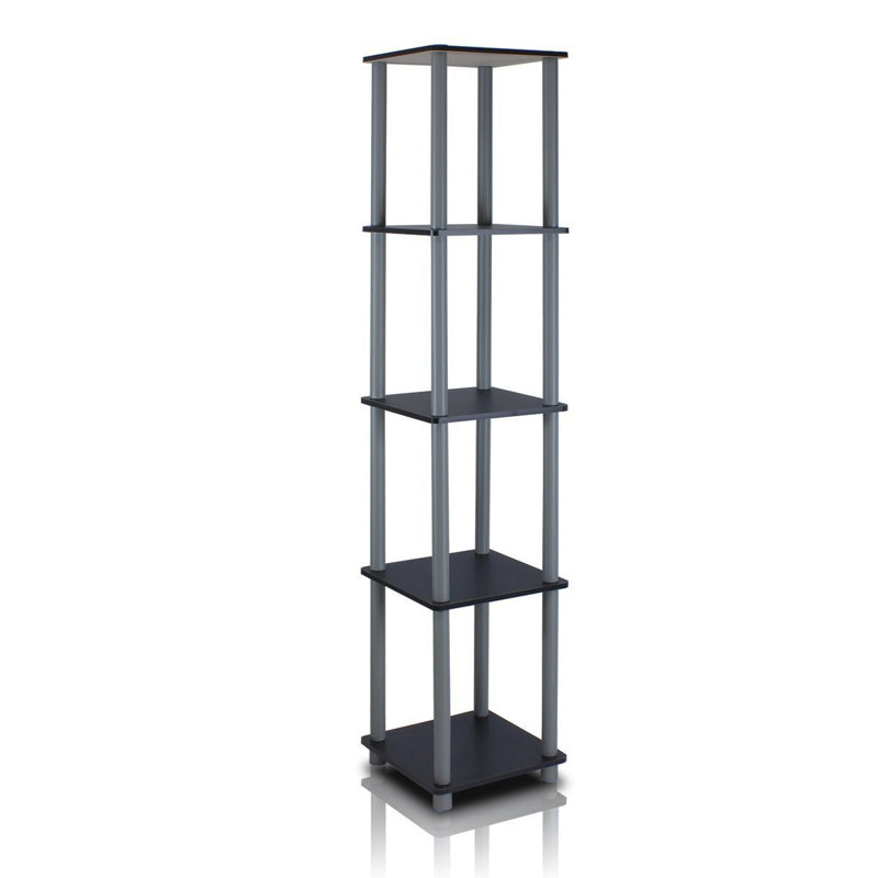 Cearfoss 146.3cm H x 29.5cm W Engineered Wood Corner Bookcase, Black/Grey