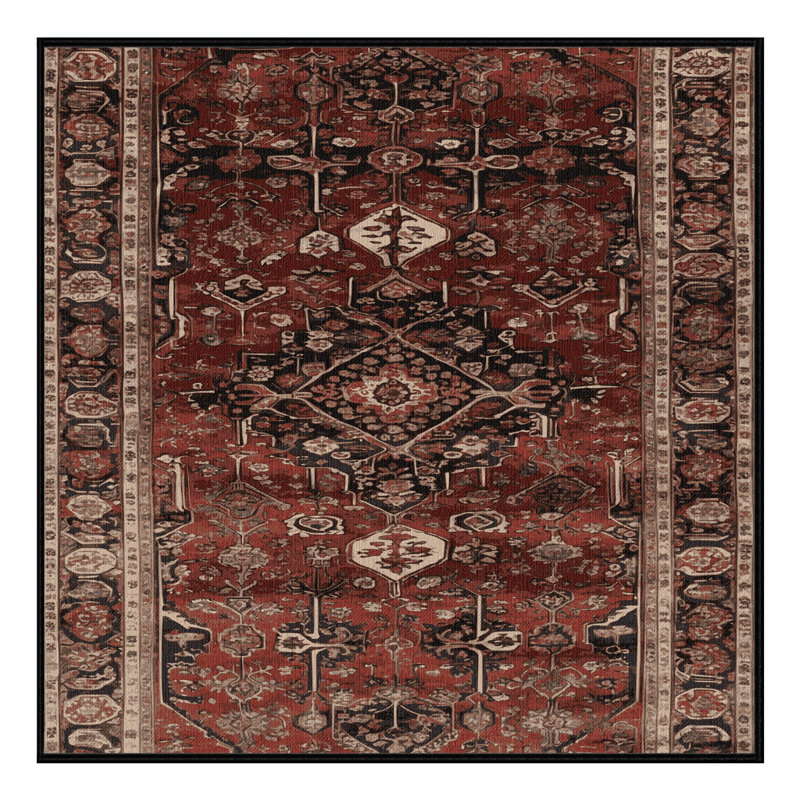 Machine Washable Persian Brown Area Rug, Square 7' x 7'
