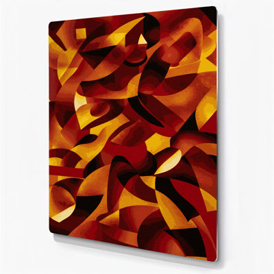 Abstract Shapes 51 Red Metal Wall Art