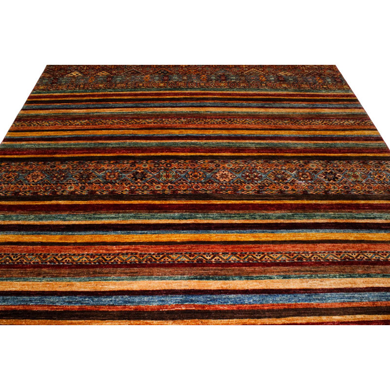 Tapis tribal multicolore et rouge 7 x 7