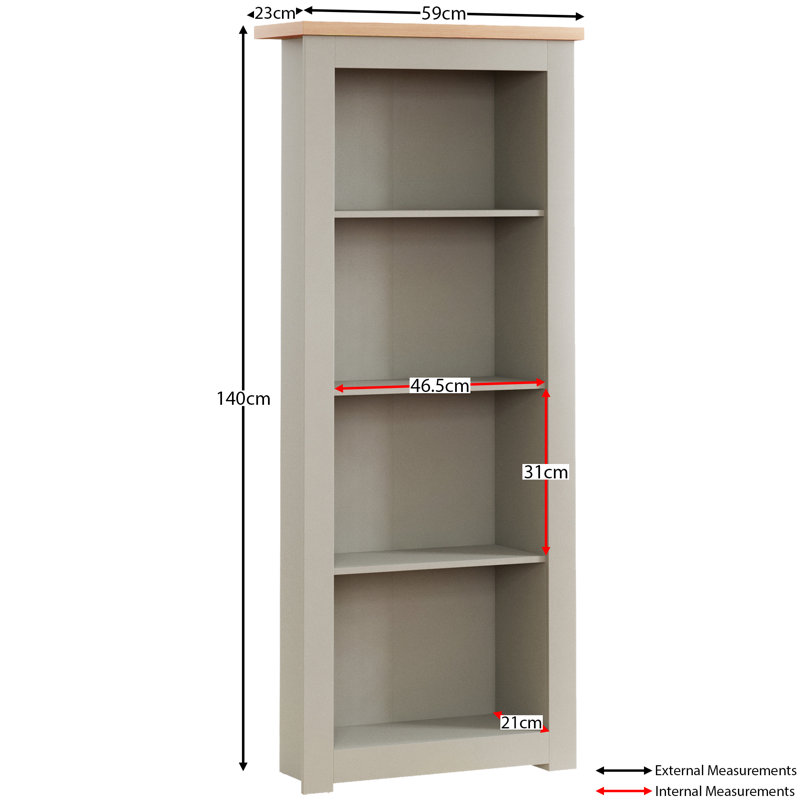 Beacsfield 140cm H x 59cm W Standard Bookcase, Grey