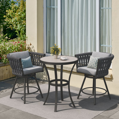 Doolittle 2-Person Swivel High Bar Table Set Of 3