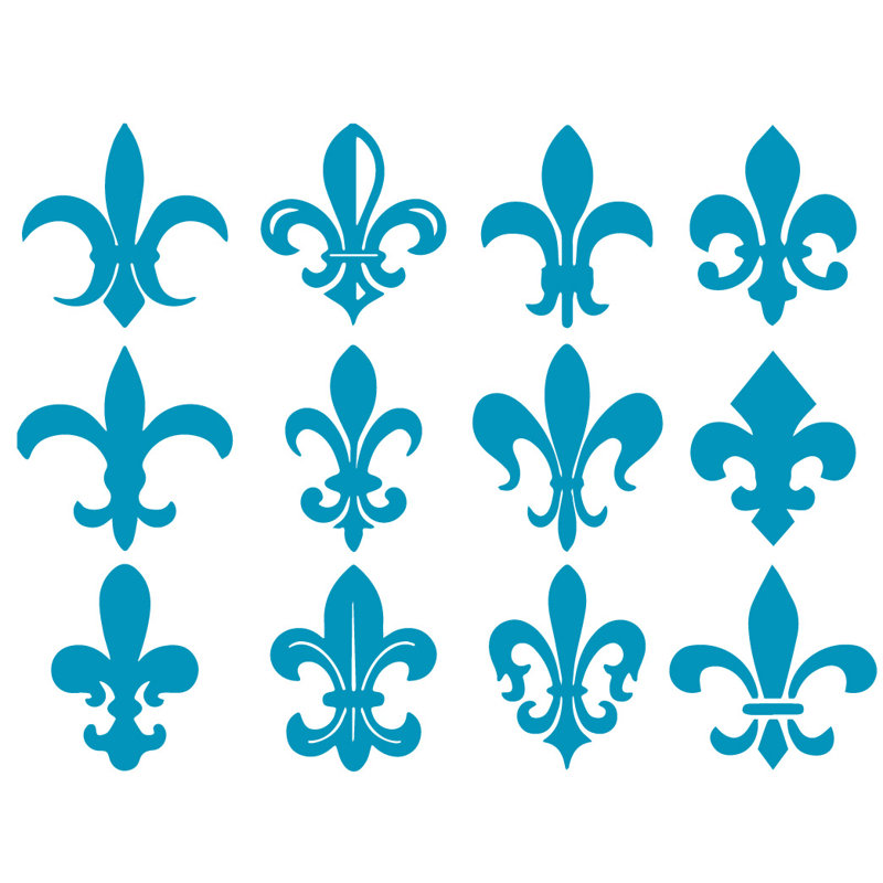 Décalcomanie murale motif fleur du lis, H 24 po x l 32 po x P 0,01 po, Bleu sarcelle