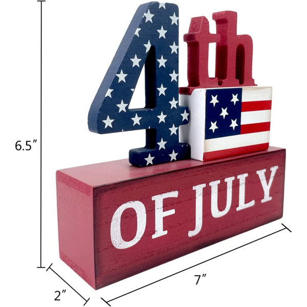  2 Pcs Mens Office Decor 4th of July Wooden American