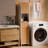 Bathroom Tall Storage Cabinet With Bamboo Slats Door