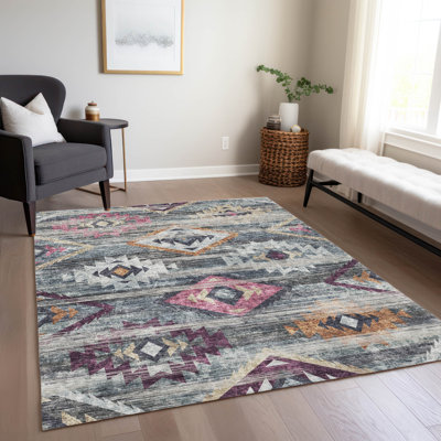 Malchow Flatweave Washable Southwestern Indoor / Outdoor Rug