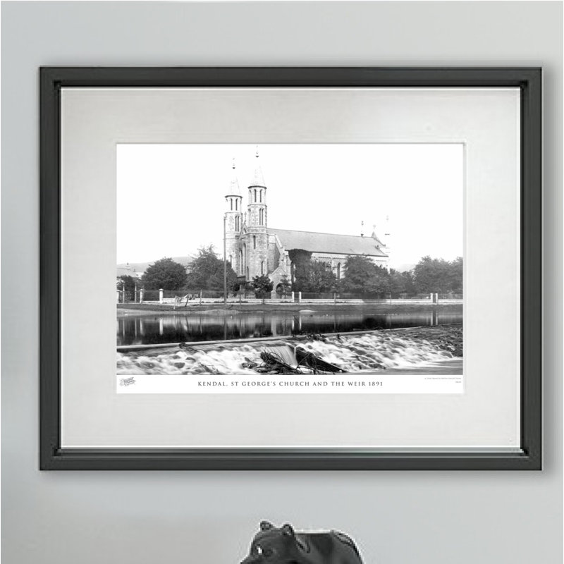 Kendal, St George's Church And The Weir 1891 by Francis Frith - Single Picture Frame Print, 40cm H x 50cm W x 2.3cm D