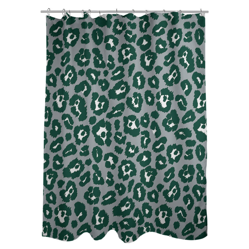 Rideau de douche à imprimé animalier, Gris/vert