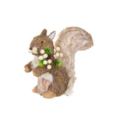 Brown Straw Squirrel Figurine