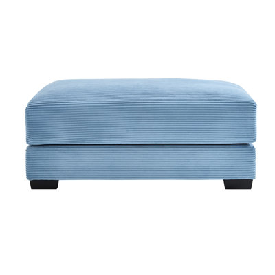 Canapé en velours côtelé bleu avec soutien ergonomique, coussins haute densité et agencement modulaire : coussins profonds surdimensionnés et amovibles