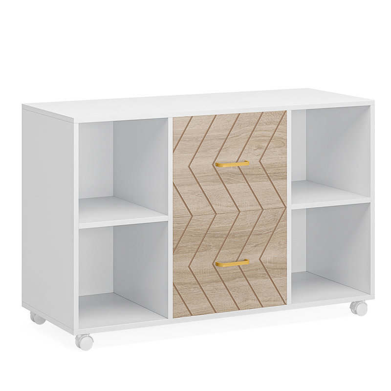 39.37-Inches Large Mobile Lateral File Cabinet With 2 Drawers
