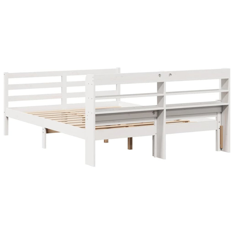 Bed Frame With Headboard Without Mattress, 135 x 190 cm, White