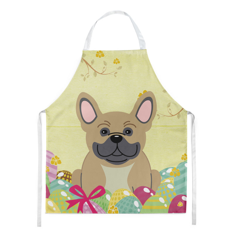 Tablier œufs de pâques, Jaune / crème, Bouledogue français